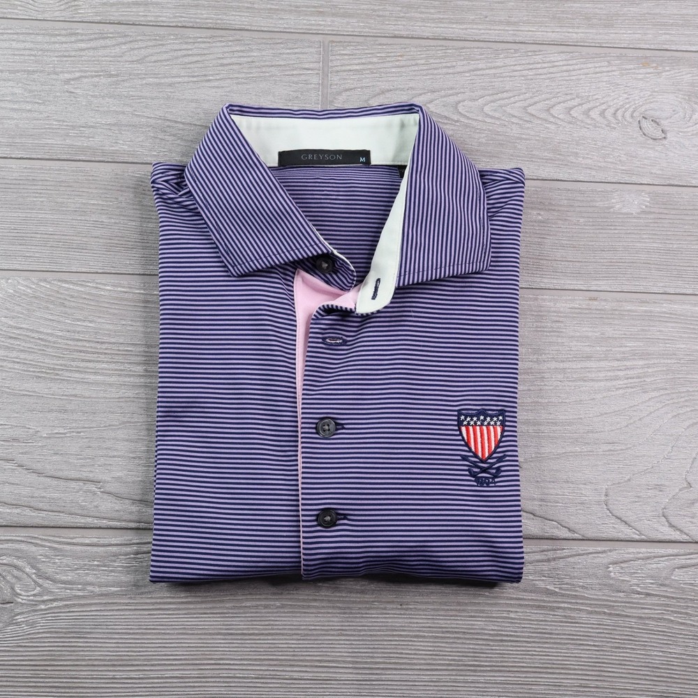 Greyson Washington Golf Country Club Polo Men's M Purple Stripe